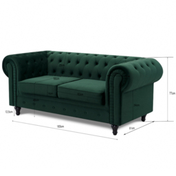 Home Detail Chesterfield 2 Seater Pleat Green Velvet Sofa - Wilko - thumbnail 7