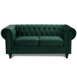 Home Detail Chesterfield 2 Seater Pleat Green Velvet Sofa - Wilko - thumbnail 4