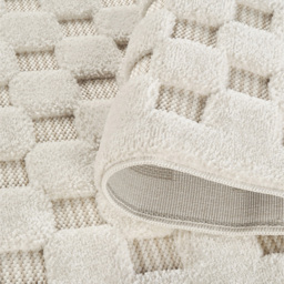 Freya Living Room Area Rug Contemporary 3D Embossed Modern Cubed Design - Cream 200cm x 290cm - Size: 290 x 200 x 2cm - Desire Rugs - Wilko - thumbnail 4