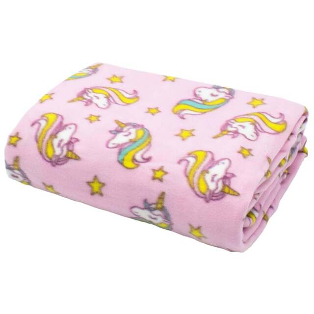 Velosso Unicorn Polar Fleece Blanket 152 x 127cm - Size: 127 x 152 x 1cm - Pink - Wilko - image 1