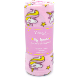 Velosso Unicorn Polar Fleece Blanket 152 x 127cm - Size: 127 x 152 x 1cm - Pink - Wilko - thumbnail 4