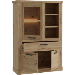 Florence Corona 3 Door 3 Shelf Single Drawer Artisan Oak Display Cabinet - Size: 160.3 x 108.4 x 41.3cm - Brown - Furniture To Go - Wilko - thumbnail 5