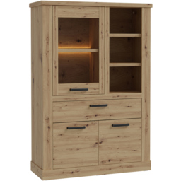 Florence Corona 3 Door 3 Shelf Single Drawer Artisan Oak Display Cabinet - Size: 160.3 x 108.4 x 41.3cm - Brown - Furniture To Go - Wilko - thumbnail 3
