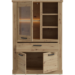 Florence Corona 3 Door 3 Shelf Single Drawer Artisan Oak Display Cabinet - Size: 160.3 x 108.4 x 41.3cm - Brown - Furniture To Go - Wilko - thumbnail 6