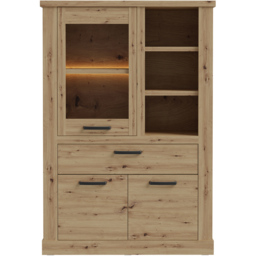 Florence Corona 3 Door 3 Shelf Single Drawer Artisan Oak Display Cabinet - Size: 160.3 x 108.4 x 41.3cm - Brown - Furniture To Go - Wilko - thumbnail 4