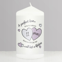 Personalised Memento Personalised A Perfect Love Anniversary Pillar Candle - Size: 0.7 x 1.3 x 0.7cm - White - Wilko - thumbnail 3