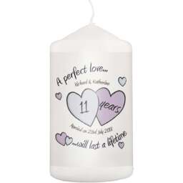 Personalised Memento Personalised A Perfect Love Anniversary Pillar Candle - Size: 0.7 x 1.3 x 0.7cm - White - Wilko