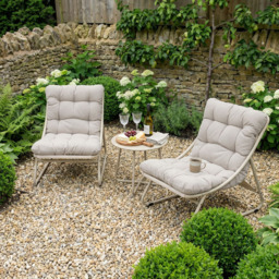 Malay Outdoor Essentials Siesta 2 Seater Sling Bistro Set Grey - Wilko - thumbnail 1