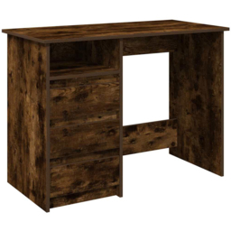 vidaXL 3 Drawer Single Shelf Computer Desk Smoked Oak - Size: 75 x 102 x 50cm - Brown - Wilko - thumbnail 3