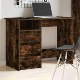 vidaXL 3 Drawer Single Shelf Computer Desk Smoked Oak - Size: 75 x 102 x 50cm - Brown - Wilko
