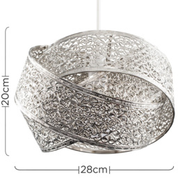 ValueLights Hacienda Intertwined Brushed Chrome Ceiling Pendant Lamp Shade - Size: 20 x 30 x 30cm - Silver - Wilko - thumbnail 6