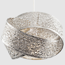 ValueLights Hacienda Intertwined Brushed Chrome Ceiling Pendant Lamp Shade - Size: 20 x 30 x 30cm - Silver - Wilko - thumbnail 4