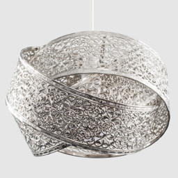 ValueLights Hacienda Intertwined Brushed Chrome Ceiling Pendant Lamp Shade - Size: 20 x 30 x 30cm - Silver - Wilko - thumbnail 3