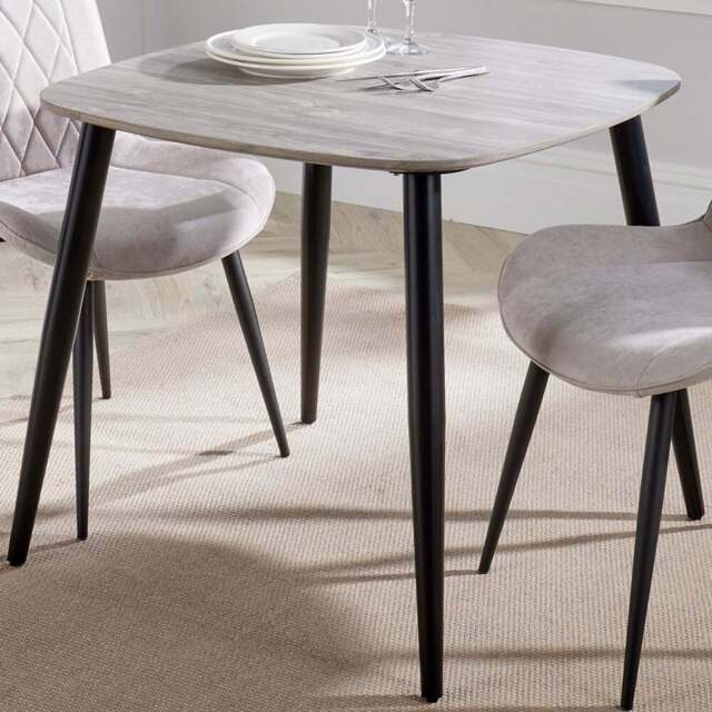 Core Products Aspen 2 Seater Square Dining Table Grey Oak Effect and Black - Size: 4 Seater - Wilko - image 1