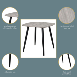 Core Products Aspen 2 Seater Square Dining Table Grey Oak Effect and Black - Size: 4 Seater - Wilko - thumbnail 5