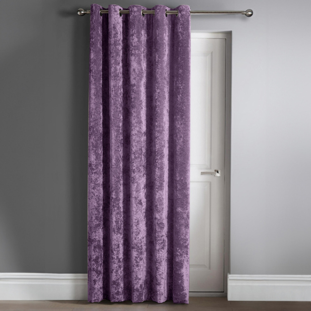 Intimates Mauve Crushed Velvet Door Curtain 117X213cm - Size: W 117 x D 213cm - Purple - Wilko - image 1
