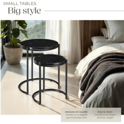 tectake Side Table Ellsa Black Marble Top Side Table Set of 2 - Size: 50.5 x 43 x 43cm - Wilko - thumbnail 4