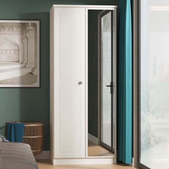 Crowndale Pembroke 2 Door Grey Ash Mirror Wardrobe Ready Assembled - Wilko - image 1