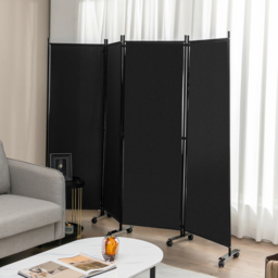 Costway 4 Panel Black Folding Room Divider with Wheels - Size: 105 x 12 x 12cm - Wilko - thumbnail 4