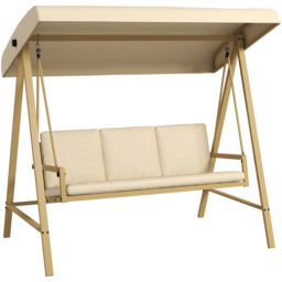 Outsunny 3 Seater Beige Swing Chair with Canopy - Size: 199 x 63 x 21cm - Cream - Wilko - thumbnail 3