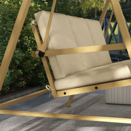 Outsunny 3 Seater Beige Swing Chair with Canopy - Size: 199 x 63 x 21cm - Cream - Wilko - thumbnail 4
