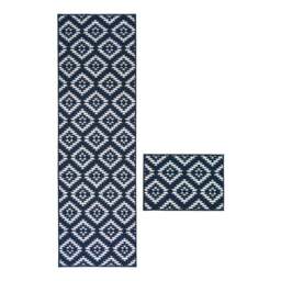Homemaker Aztec Blue Mat and Runner Set 57 x 40cm and 57 x 150cm - Size: 57 x 40cm + 57 x 150cm - Wilko