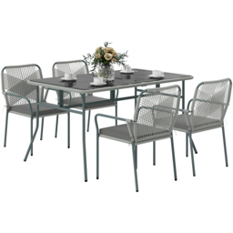 Outsunny 4 Seater PE Rattan Garden Dining Set Light Grey - Wilko - thumbnail 3