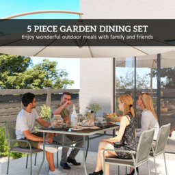 Outsunny 4 Seater PE Rattan Garden Dining Set Light Grey - Wilko - thumbnail 5