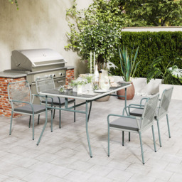 Outsunny 4 Seater PE Rattan Garden Dining Set Light Grey - Wilko - thumbnail 1