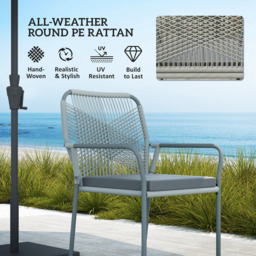 Outsunny 4 Seater PE Rattan Garden Dining Set Light Grey - Wilko - thumbnail 6