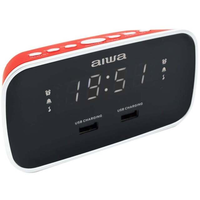 Aiwa CRU-19 Digital Dual Alarm Clock - Size: 9.0  x 14.0  x 7.0 cm - Red - Wilko - image 1
