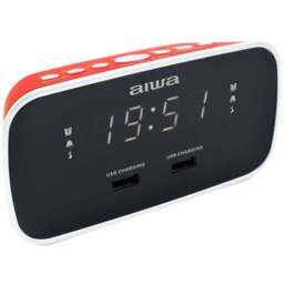 Aiwa CRU-19 Digital Dual Alarm Clock - Size: 9.0  x 14.0  x 7.0 cm - Red - Wilko