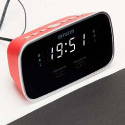 Aiwa CRU-19 Digital Dual Alarm Clock - Size: 9.0  x 14.0  x 7.0 cm - Red - Wilko - thumbnail 3