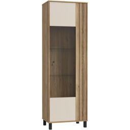 Florence Grafton Single Door Cream and Oak Glass Display Cabinet - Size: 195.8 x 63.4 x 42cm - Multi - Furniture To Go - Wilko - thumbnail 3