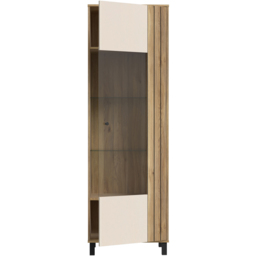 Florence Grafton Single Door Cream and Oak Glass Display Cabinet - Size: 195.8 x 63.4 x 42cm - Multi - Furniture To Go - Wilko - thumbnail 6