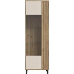 Florence Grafton Single Door Cream and Oak Glass Display Cabinet - Size: 195.8 x 63.4 x 42cm - Multi - Furniture To Go - Wilko - thumbnail 4