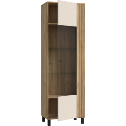 Florence Grafton Single Door Cream and Oak Glass Display Cabinet - Size: 195.8 x 63.4 x 42cm - Multi - Furniture To Go - Wilko - thumbnail 5