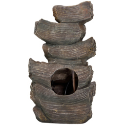 Living and Home 5-Tier Realistic Log Wood and Rock Effect Solar LED Water Feature - Size: 46 x 27 x 20cm - Brown - Wilko - thumbnail 4
