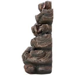 Living and Home 5-Tier Realistic Log Wood and Rock Effect Solar LED Water Feature - Size: 46 x 27 x 20cm - Brown - Wilko - thumbnail 3