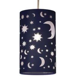 Kliving Midnight Navy Blue Moon and Stars Moonlight Pendant Light - Size: 22 x 13 x 13cm - Wilko