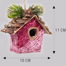 Shatchi Pink Burgundy Birdhouse Ornament - Size: 10 x 11 x 10cm - Wilko - thumbnail 6