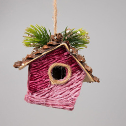 Shatchi Pink Burgundy Birdhouse Ornament - Size: 10 x 11 x 10cm - Wilko - thumbnail 4