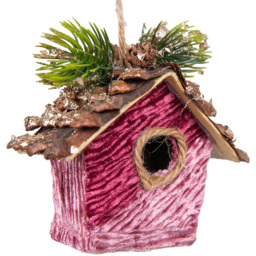 Shatchi Pink Burgundy Birdhouse Ornament - Size: 10 x 11 x 10cm - Wilko - thumbnail 1