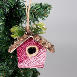 Shatchi Pink Burgundy Birdhouse Ornament - Size: 10 x 11 x 10cm - Wilko - thumbnail 5