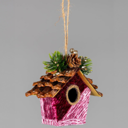 Shatchi Pink Burgundy Birdhouse Ornament - Size: 10 x 11 x 10cm - Wilko - thumbnail 3