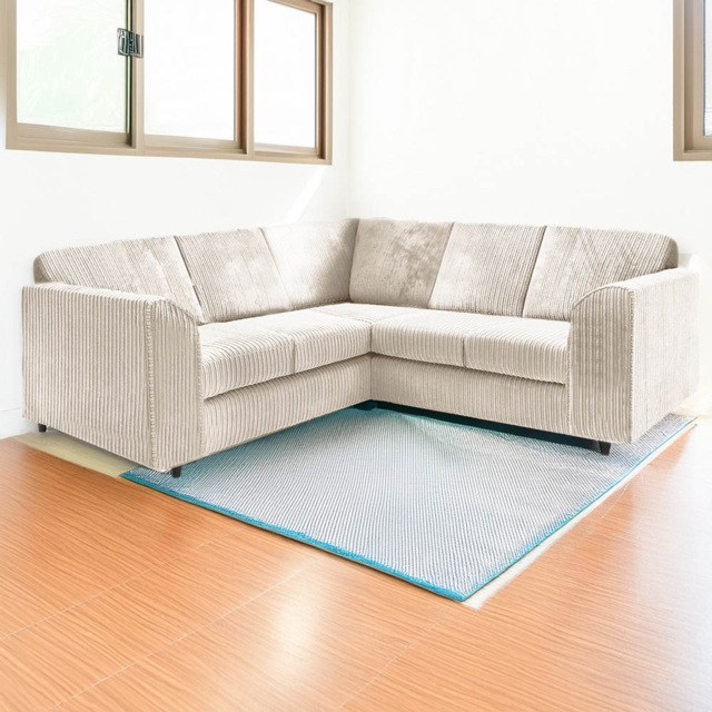 Luxor 5 Seater Cream Jumbo Cord Full Back L Shaped Corner Sofa Set - Wilko - image 1