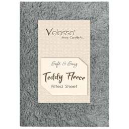 Velosso Double Silver Teddy Fleece Fitted Sheet - Wilko - thumbnail 1