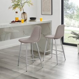 Furniturebox Solara Cappuccino Faux Leather Silver Legs Counter Stools Set of 2 - Brown - Wilko - thumbnail 6