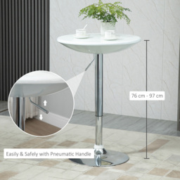 Portland 2 Seater Round Adjustable Height Swivel Bar Dining Table White and Silver - Wilko - thumbnail 7