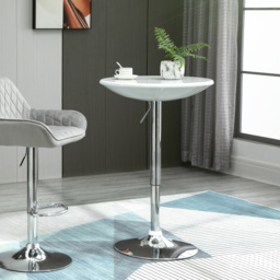 Portland 2 Seater Round Adjustable Height Swivel Bar Dining Table White and Silver - Wilko - thumbnail 5